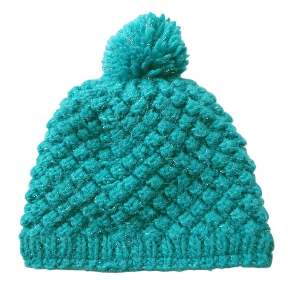 Obermeyer Pom Pom Metallic Knit Beanie Stocking Hat